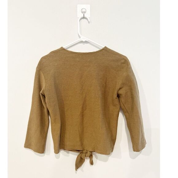 Madewell texture and thread long sleeve tie front top - Picture 3 of 4